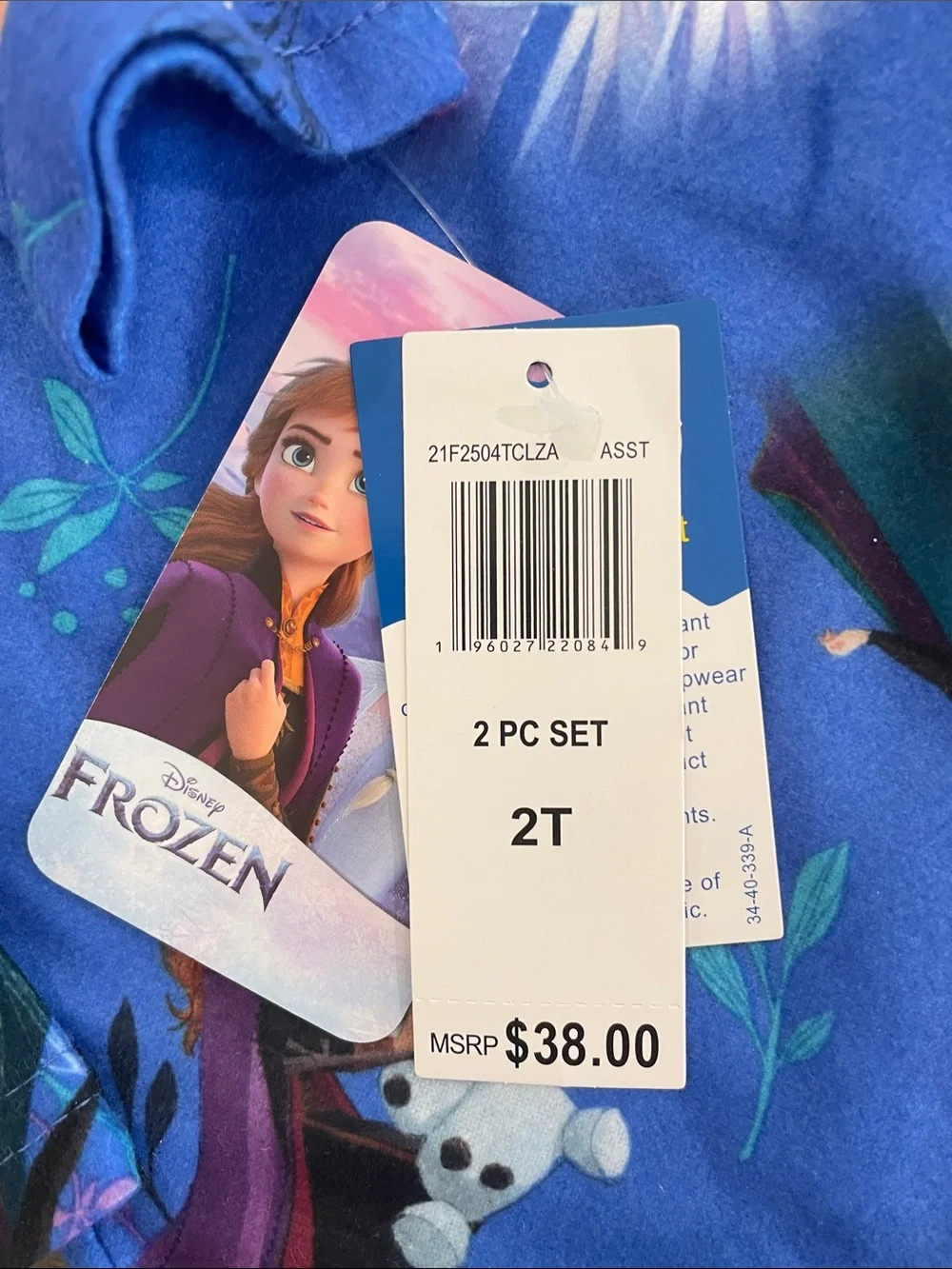 Disney Frozen Girls' Purple-Blue Pajama Set with Anna, Elsa & Olaf